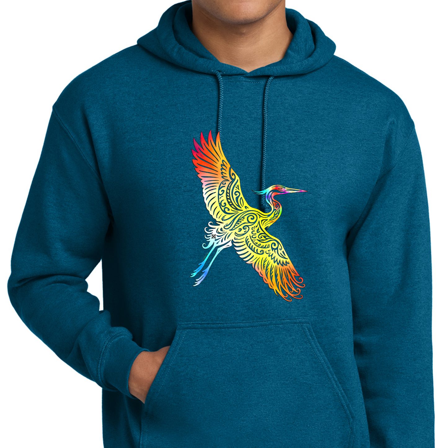 Flying Watercolor Heron Swag X Hoodie