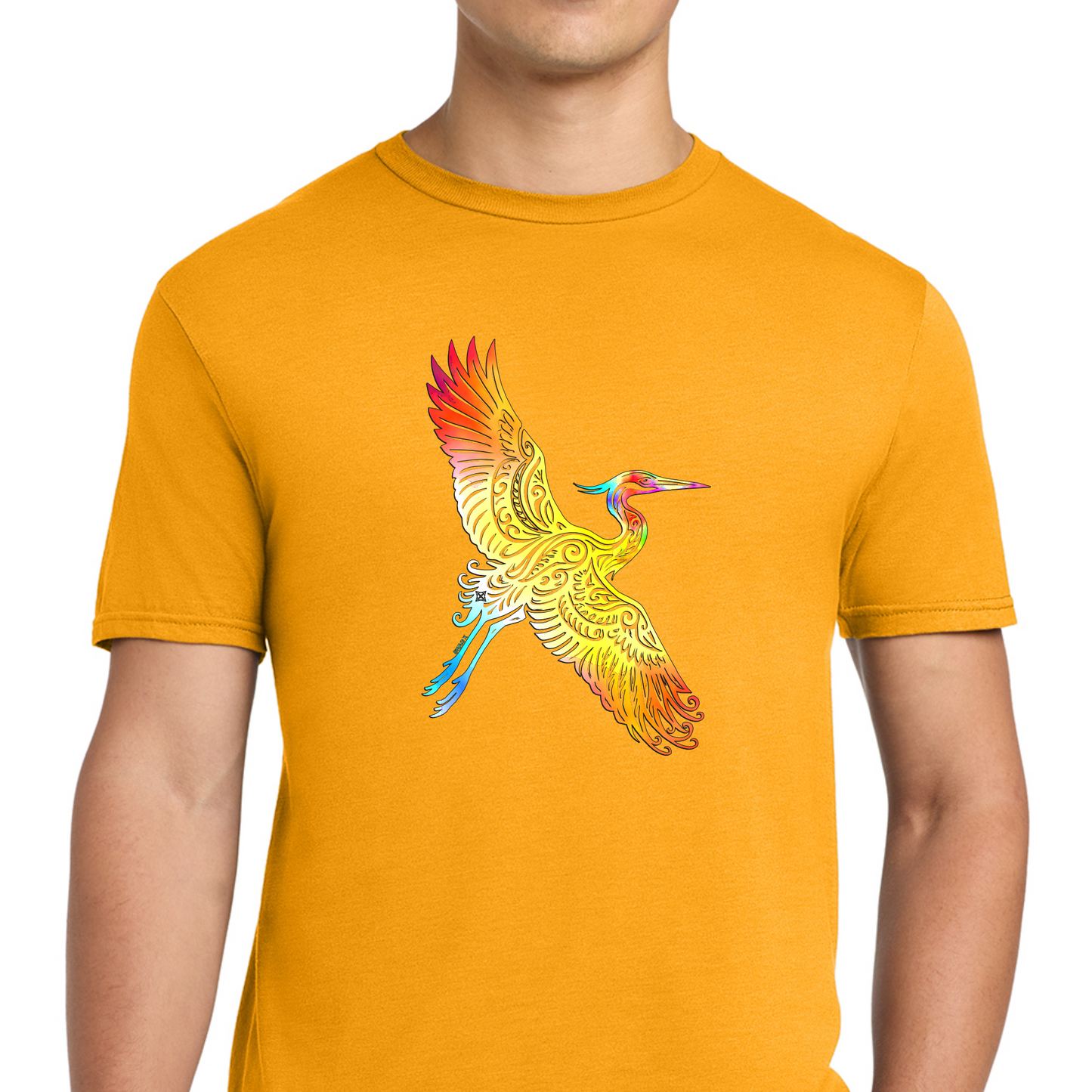 Flying Watercolor Heron Swag X T-shirt