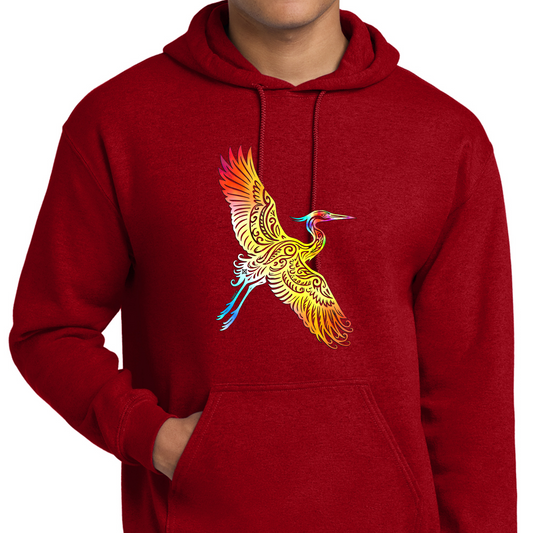 Flying Watercolor Heron Swag X Hoodie