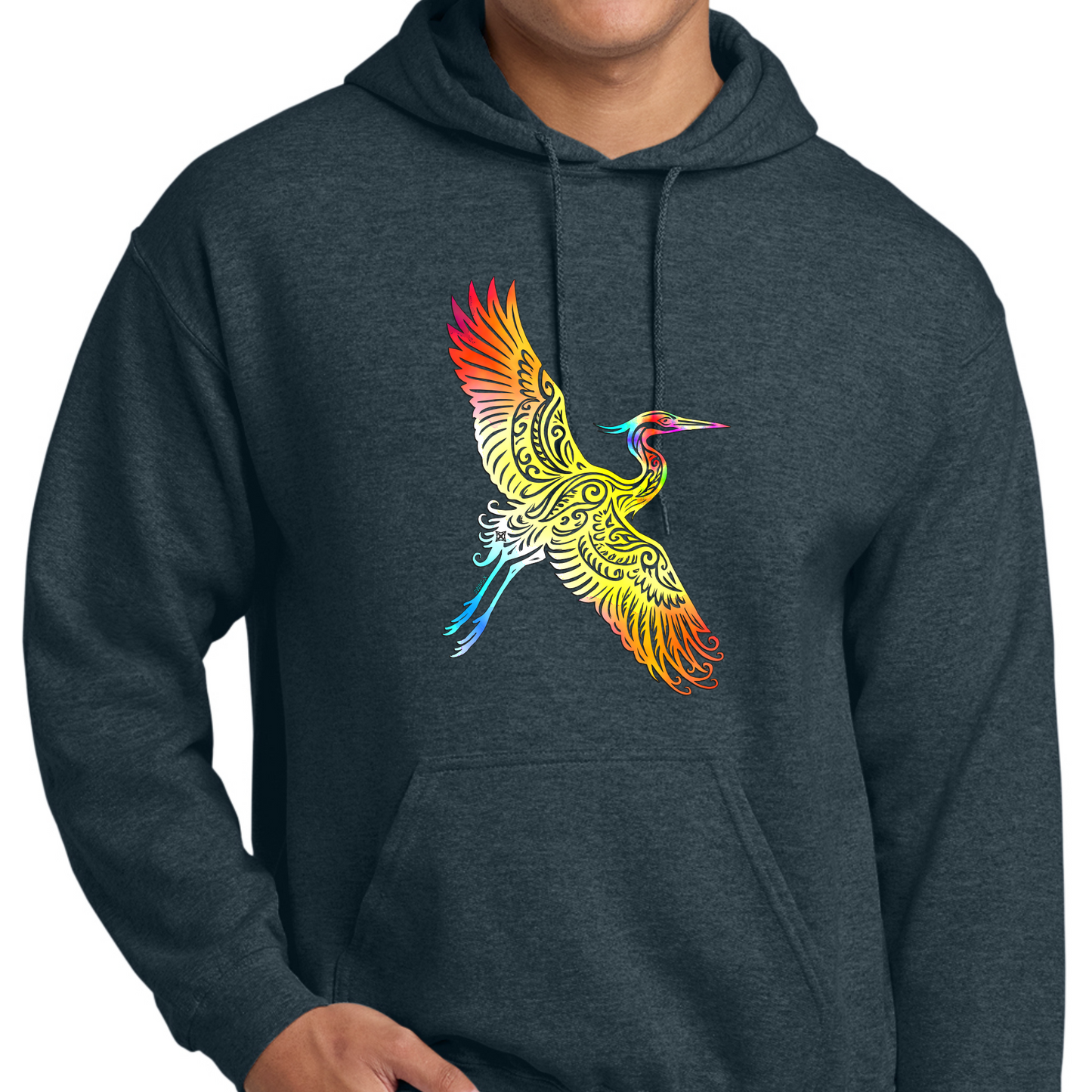 Flying Watercolor Heron Swag X Hoodie