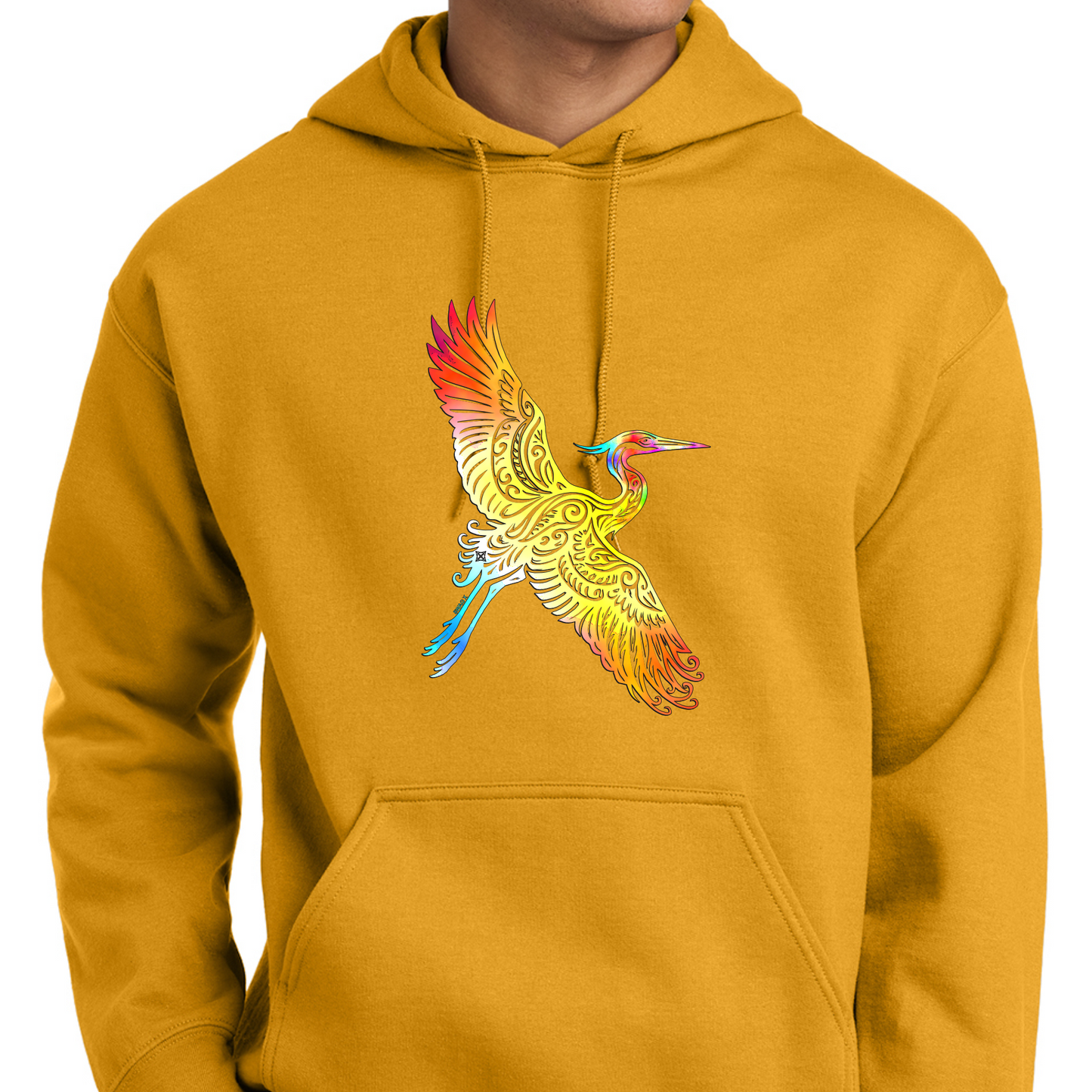 Flying Watercolor Heron Swag X Hoodie