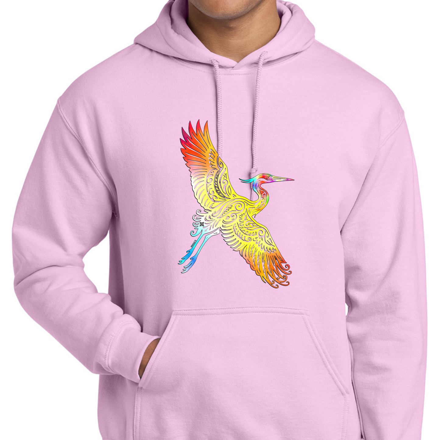 Flying Watercolor Heron Swag X Hoodie