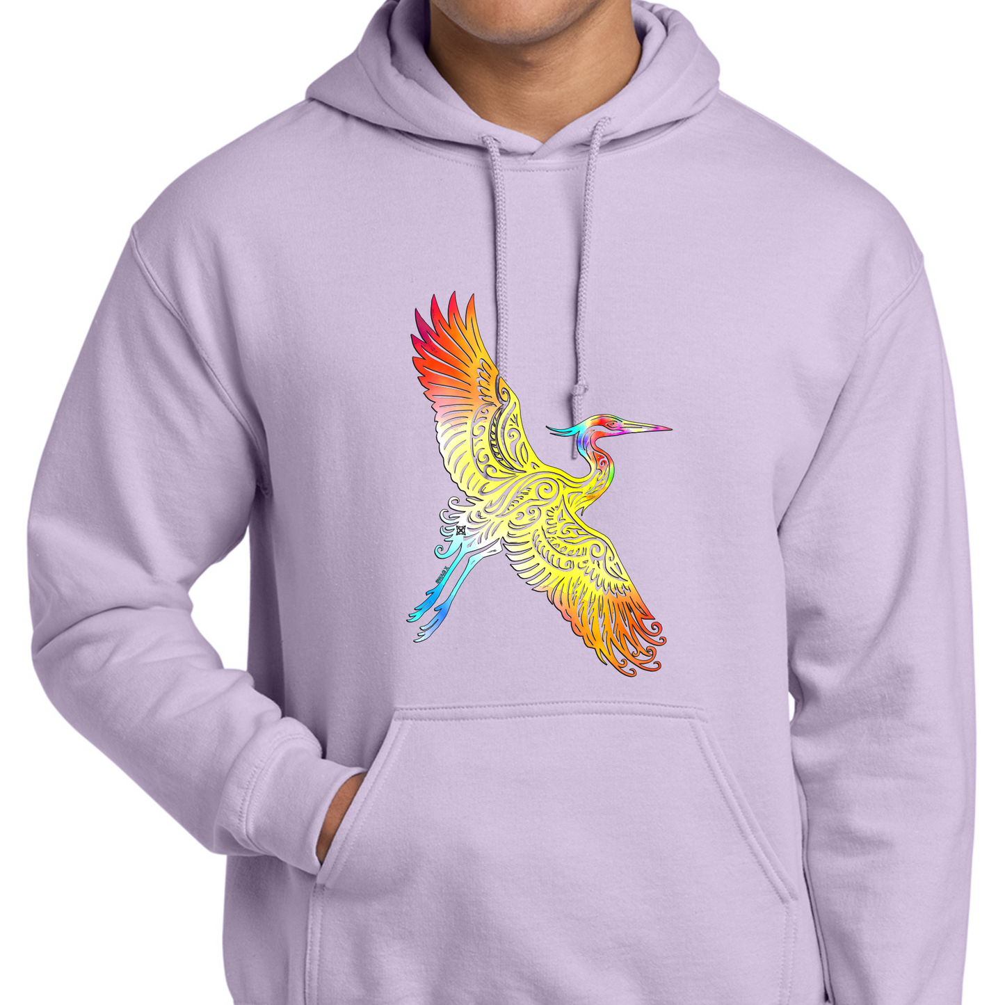 Flying Watercolor Heron Swag X Hoodie